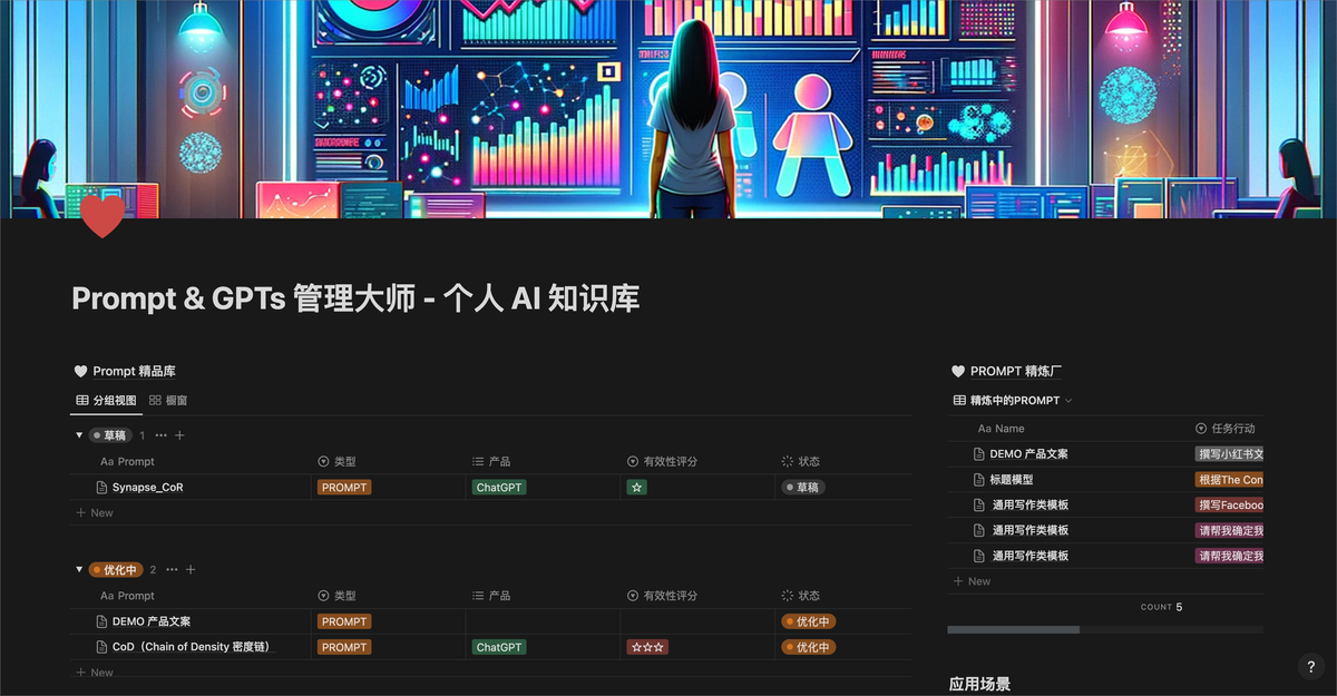 打造你的个人 AI 知识库：PROMPT & GPTs 管理大师 Notion 模板